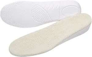 1 Pair Height Increase Insole Heel Cushion Pads Soles High Riser Ladies Shoe Ankle Cushion Pads Thickened Tag Lift Thermal Liner Inserts Raiser Warmer Comfortable Wool Size White