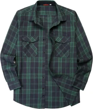 1/3 Pack Long Sleeve Flannel Shirt for Men Casual Plaid Button Down Shirt with Pockets