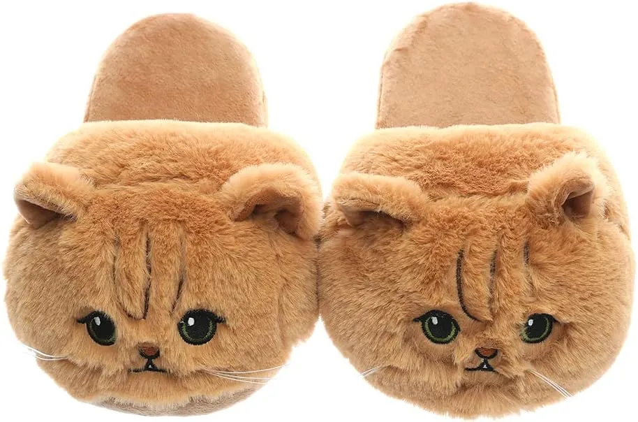 3D Kitty Slippers Womens Cat Slippers Smiley face Slippers for Girls Boys Animal House Slippers