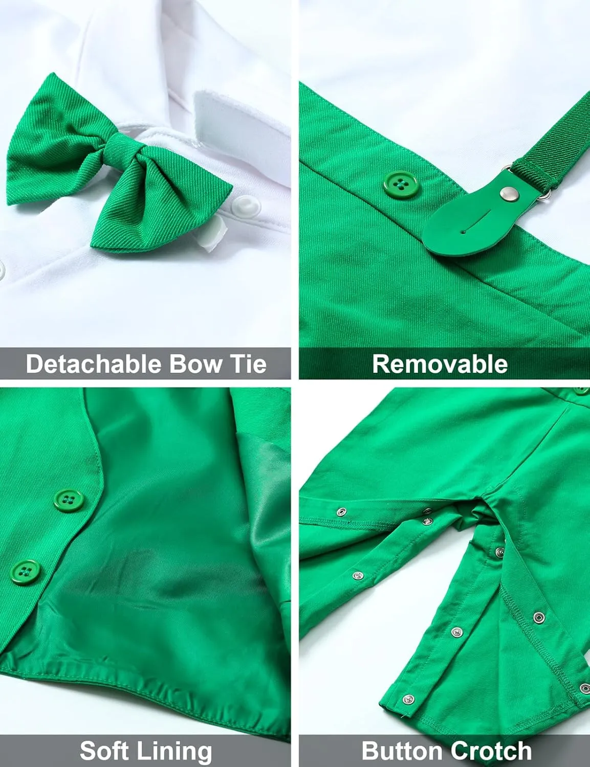 A&J DESIGN 4pcs Baby Boys Suit, 3 Months - 18 Months, Gentleman Romper & Vest & Berets Hat & Bow Tie