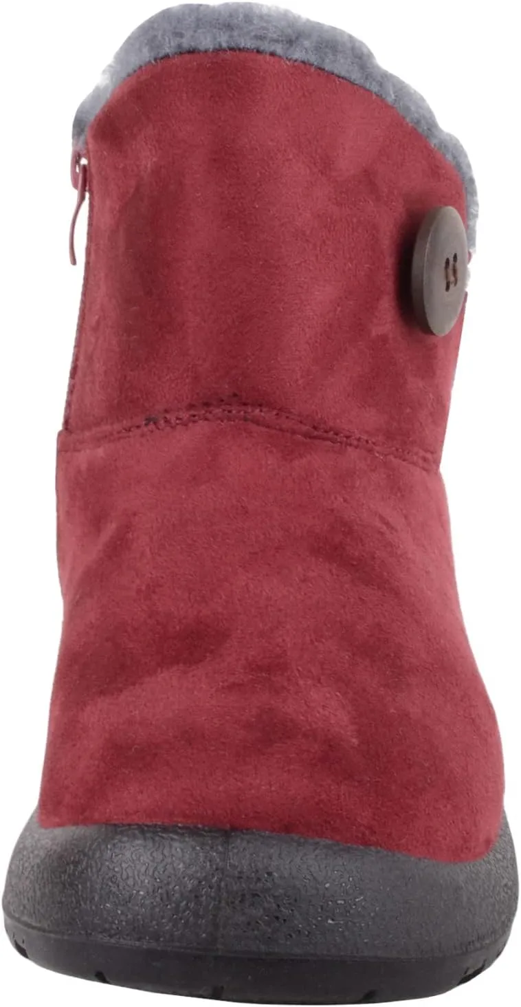 ABSOLUTE FOOTWEAR Womens Lightweight Faux Suede Faux Fleece Slip On Zip Up Ankle Boots