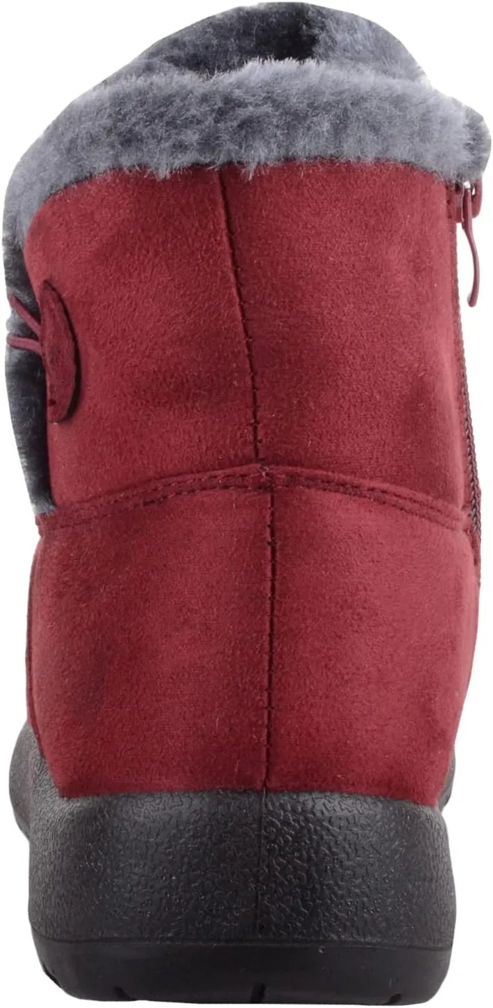 ABSOLUTE FOOTWEAR Womens Lightweight Faux Suede Faux Fleece Slip On Zip Up Ankle Boots