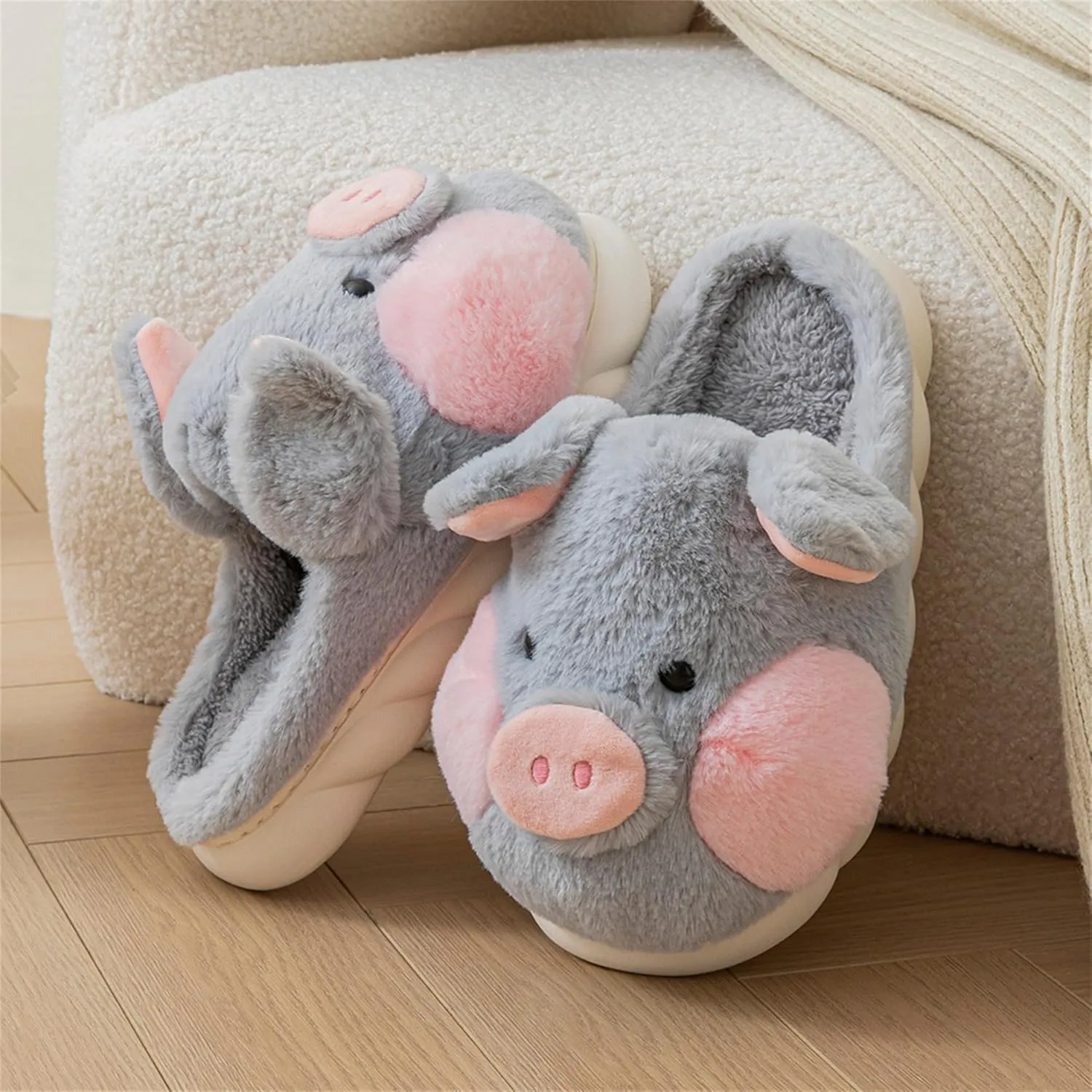 adult cotton slippers pig home slippers plush slippers animal slippers women shoes