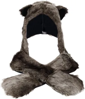 Animal Hood Hat Scarf and Mitten Gloves 3-in-1 Multifunction Furry Hoodie