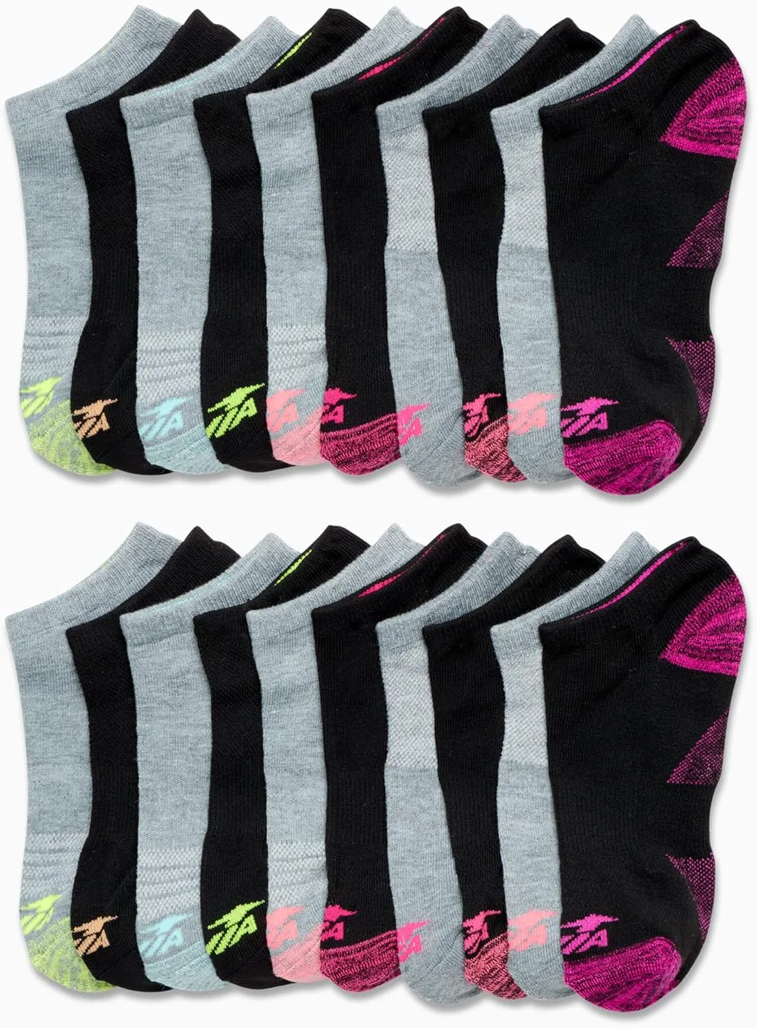 Avia Girls' Socks - 20 Pack Performance Cushion Low Cut Socks