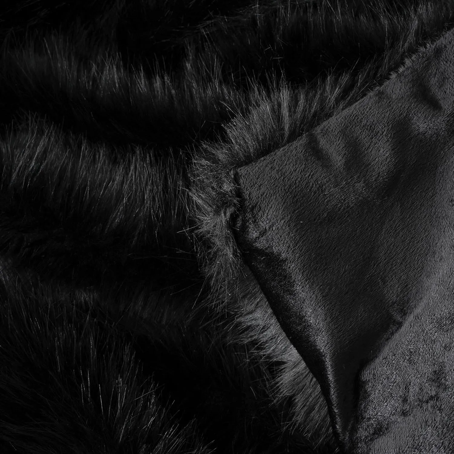 BATTILO HOME Luxury Black Faux Fur Throw Blanket, Large Cozy Warm Fluffy Fur Blanket for Bed,Couch, Sofa, Chair, Black Fur Throws with Long Pile, 60"x80"
