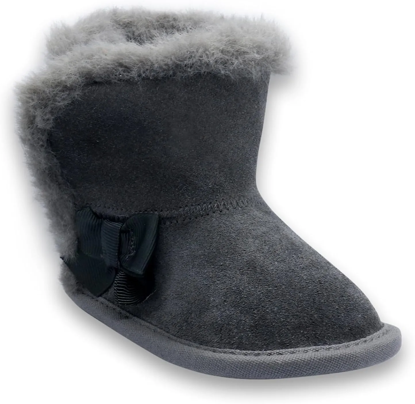 BEARPAW Baby Jennifer Fur Lined Leather Boots, Baby’s Comfy Shoes for Cold Weather, Babies’ Soft Suede Boots with Soft Bottom Soles