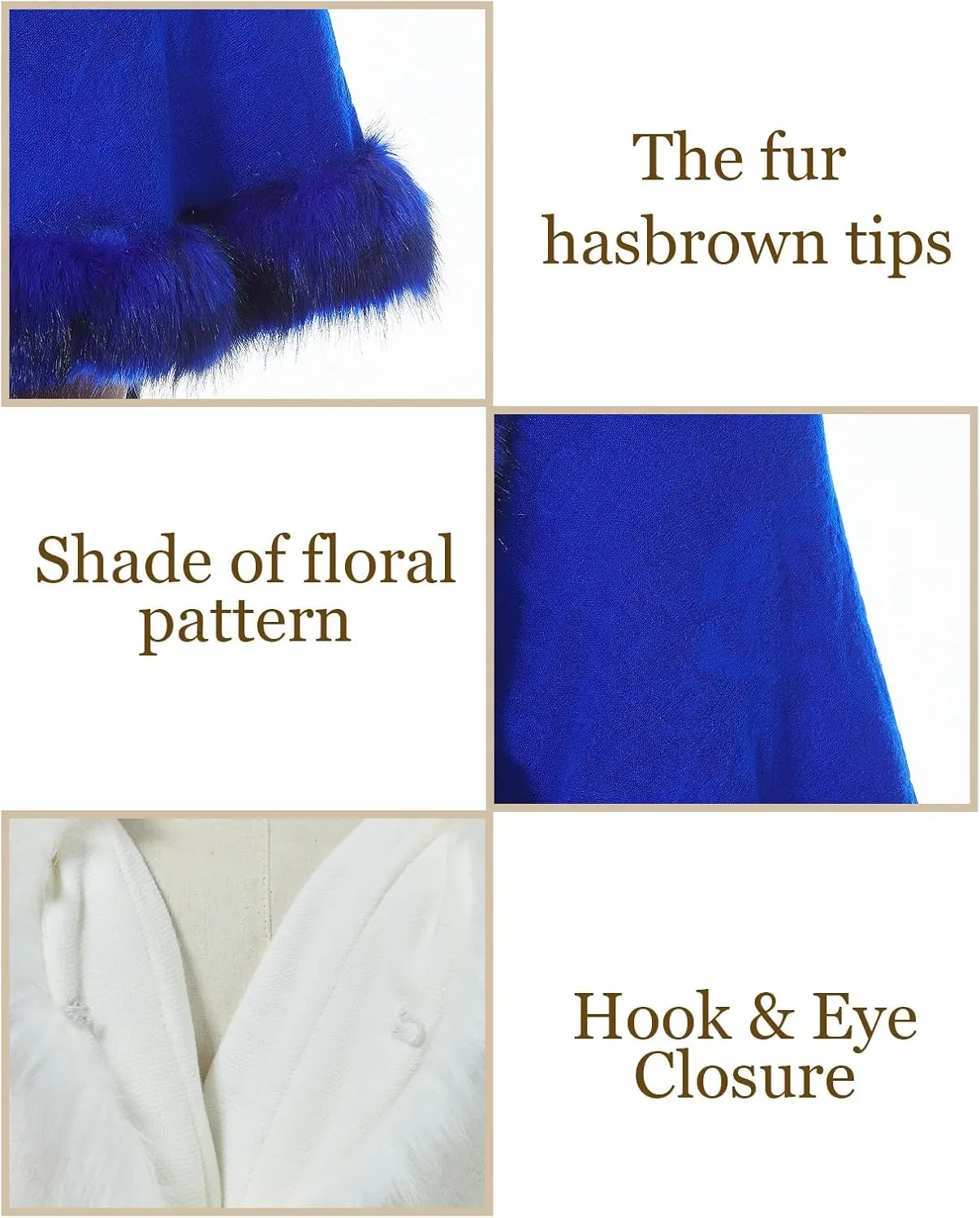 BEAUTELICATE Faux Fur Shawl Wrap Stole Shrug Bridal Winter Wedding with Hook