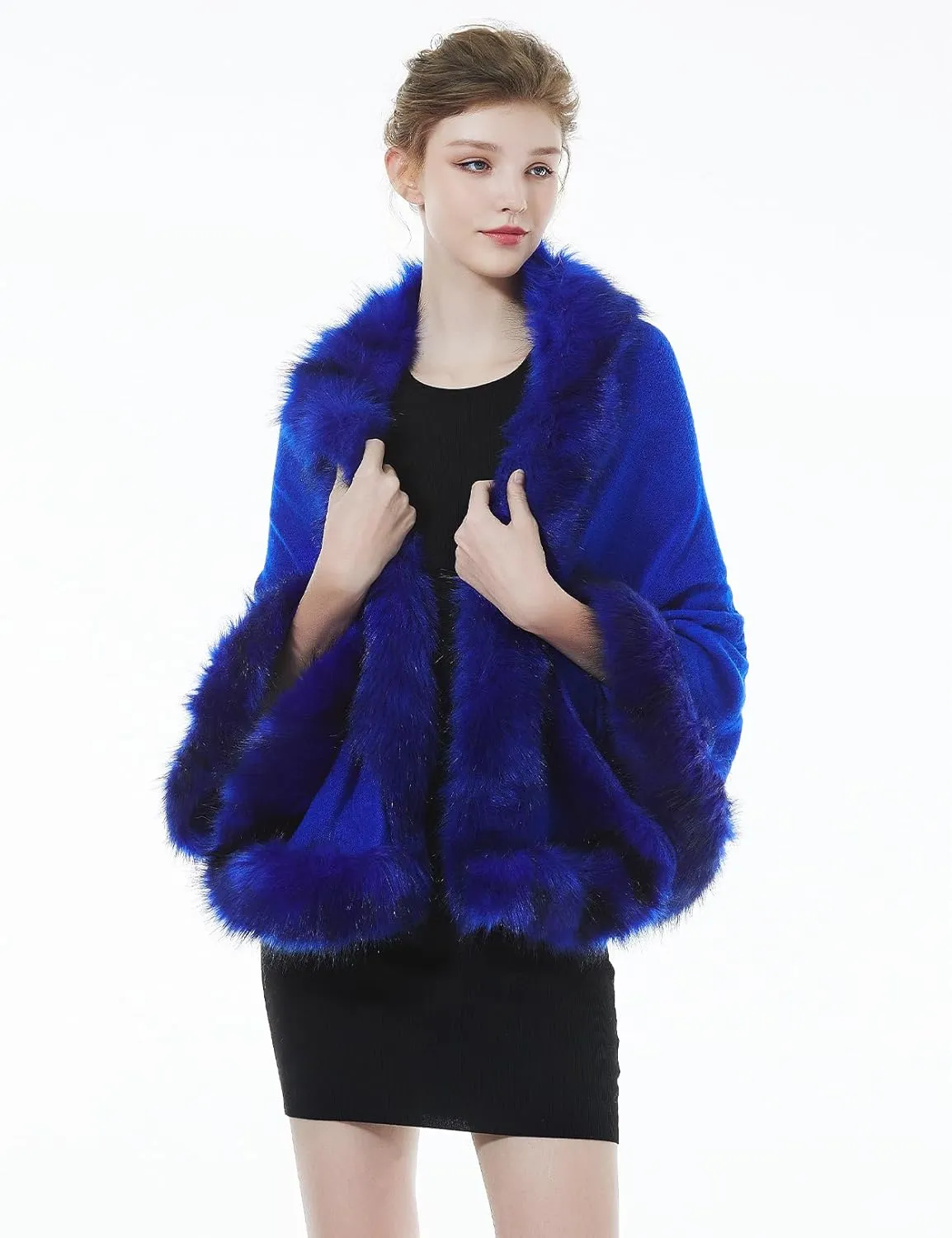 BEAUTELICATE Faux Fur Shawl Wrap Stole Shrug Bridal Winter Wedding with Hook