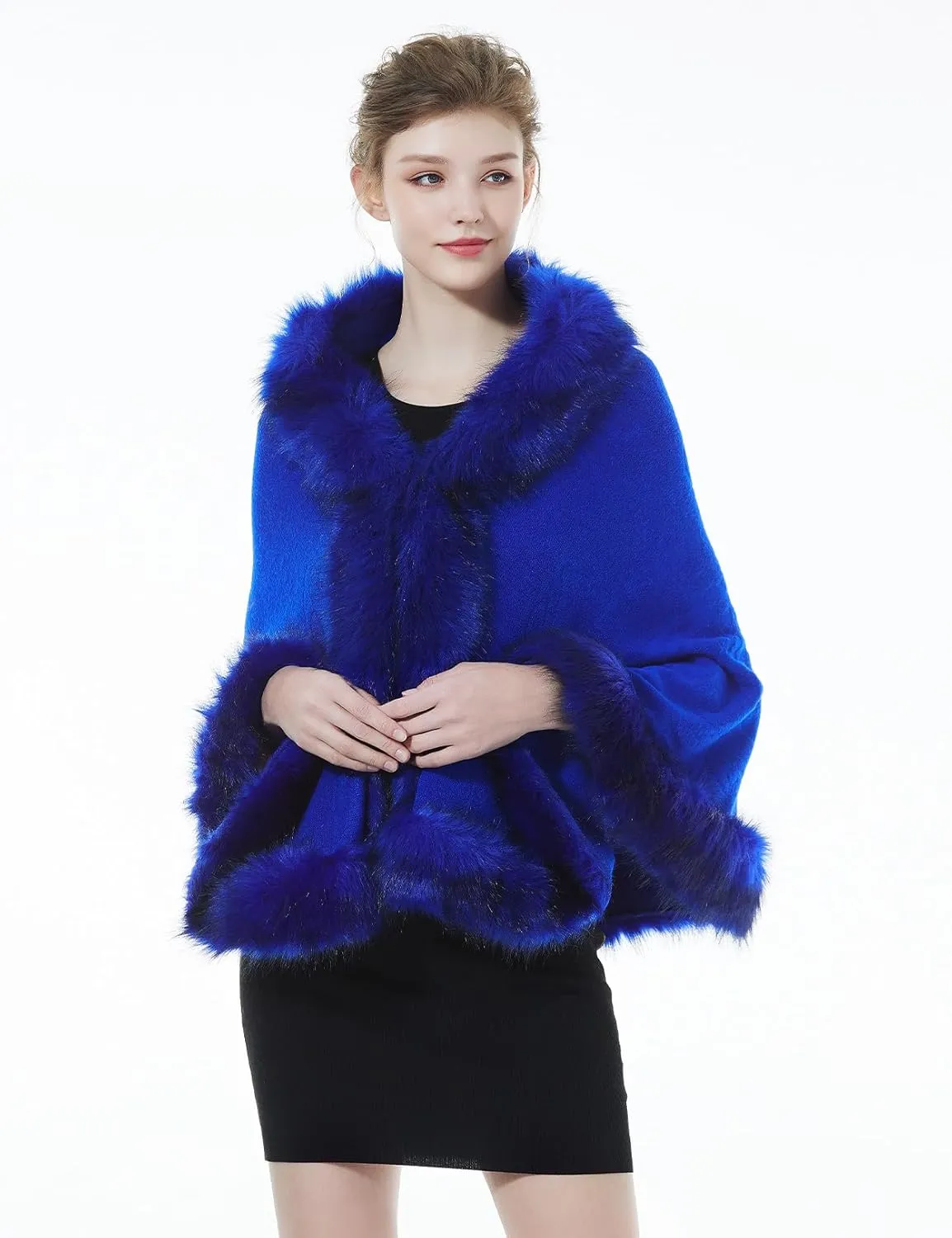BEAUTELICATE Faux Fur Shawl Wrap Stole Shrug Bridal Winter Wedding with Hook