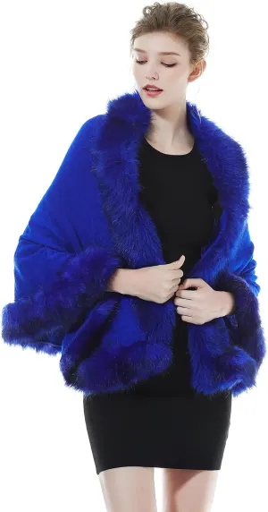 BEAUTELICATE Faux Fur Shawl Wrap Stole Shrug Bridal Winter Wedding with Hook