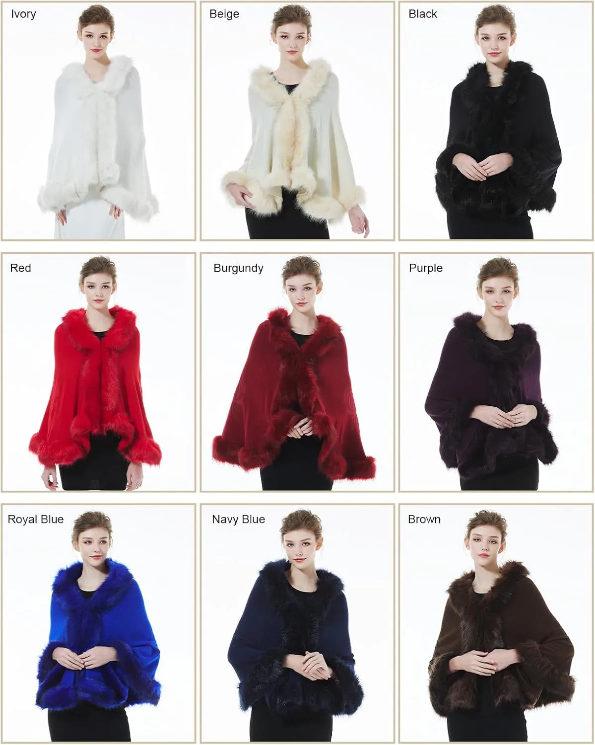 BEAUTELICATE Faux Fur Shawl Wrap Stole Shrug Bridal Winter Wedding with Hook