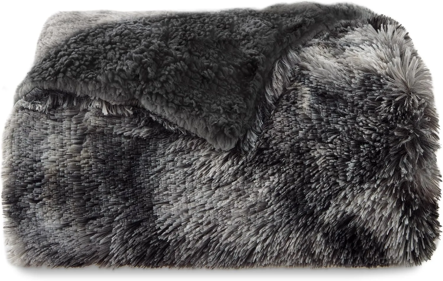 Bedsure Fluffy Black Blanket Throws Gifts for Men, Women, Soft Fleece Cozy Fuzzy Sherpa Plush Warm Minky Thick Faux Fur Throws for Couch, Bed, Black Decor House Blanket Gifts for Him Her, 50x60
