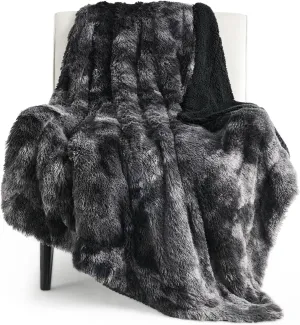 Bedsure Fluffy Black Blanket Throws Gifts for Men, Women, Soft Fleece Cozy Fuzzy Sherpa Plush Warm Minky Thick Faux Fur Throws for Couch, Bed, Black Decor House Blanket Gifts for Him Her, 50x60