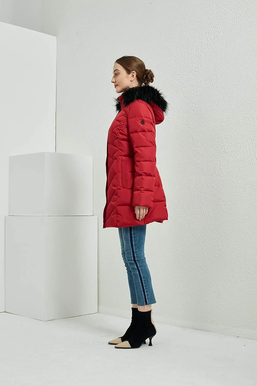 BINACL Women's Winter Warm Thicken Long Outwear Pockets Coat Parka Jacket XS-3XL