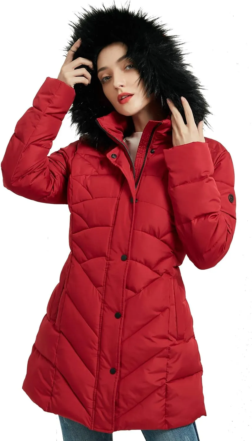 BINACL Women's Winter Warm Thicken Long Outwear Pockets Coat Parka Jacket XS-3XL