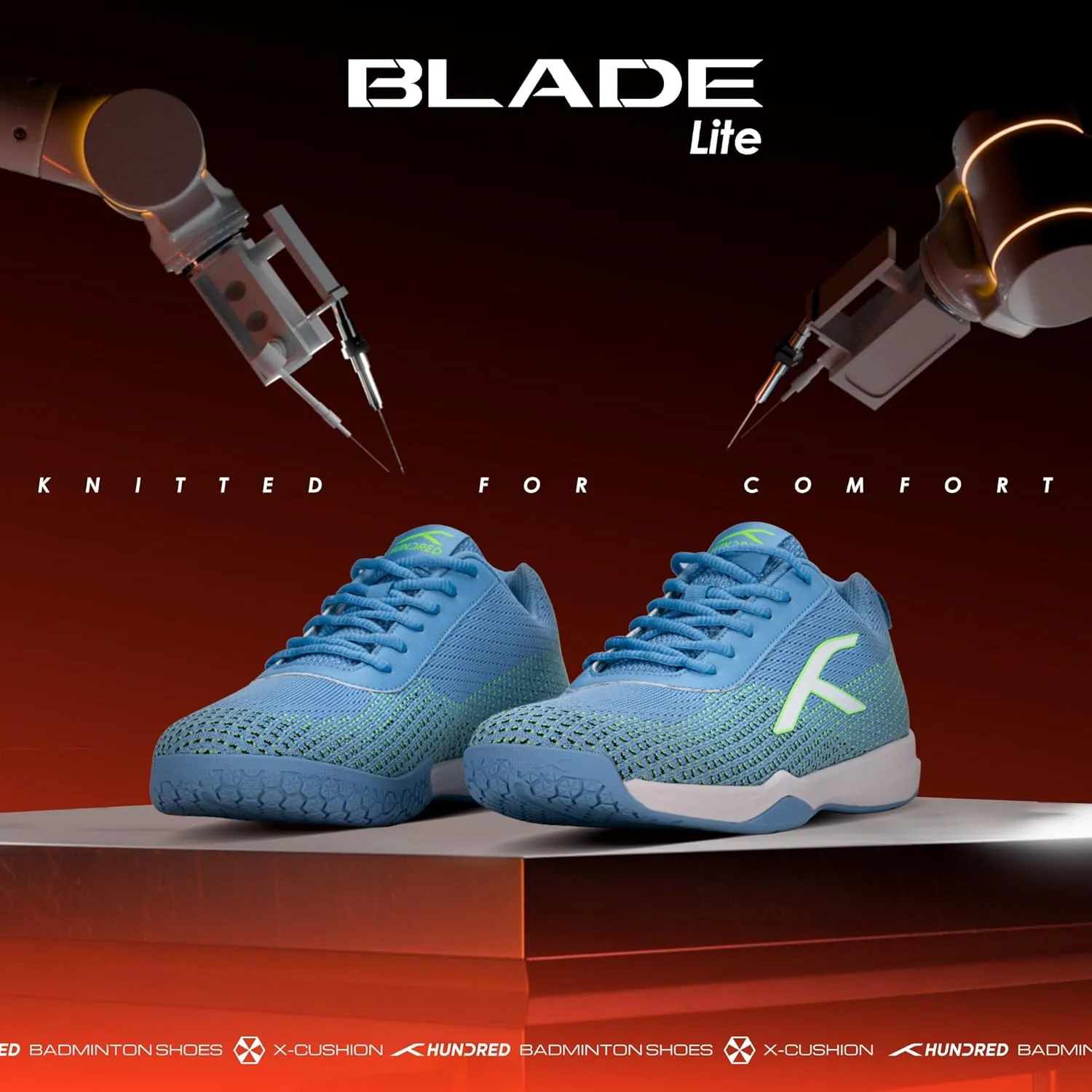 Blade Lite Non Marking Badminton Shoes | Unisex | Material: Knitted Upper & Rubber Sole | Perfect for Squash, Table Tennis, Volleyball, Basketball