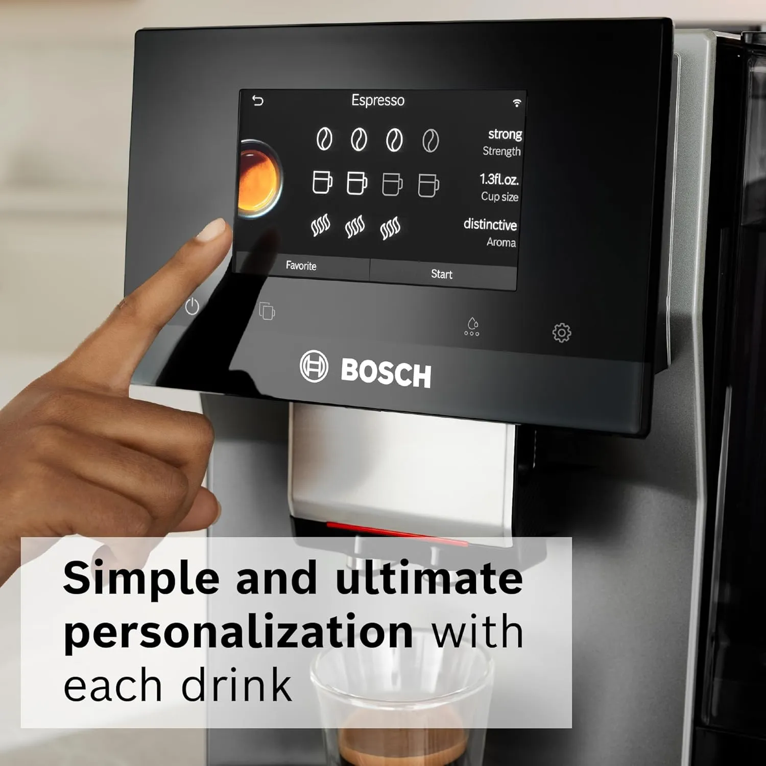Bosch TPU60501 800 Series VeroCafe Fully Automatic Espresso Machine with Home Connect, Glass Milk Container, 36 Beverage Varieties with Coffee World, Double Cup, in Metallic Silver