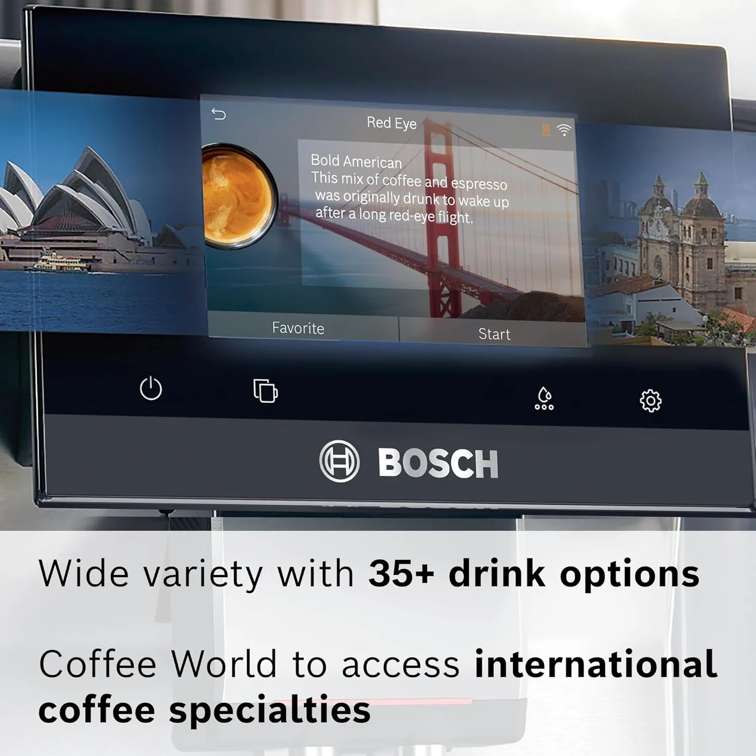 Bosch TPU60501 800 Series VeroCafe Fully Automatic Espresso Machine with Home Connect, Glass Milk Container, 36 Beverage Varieties with Coffee World, Double Cup, in Metallic Silver