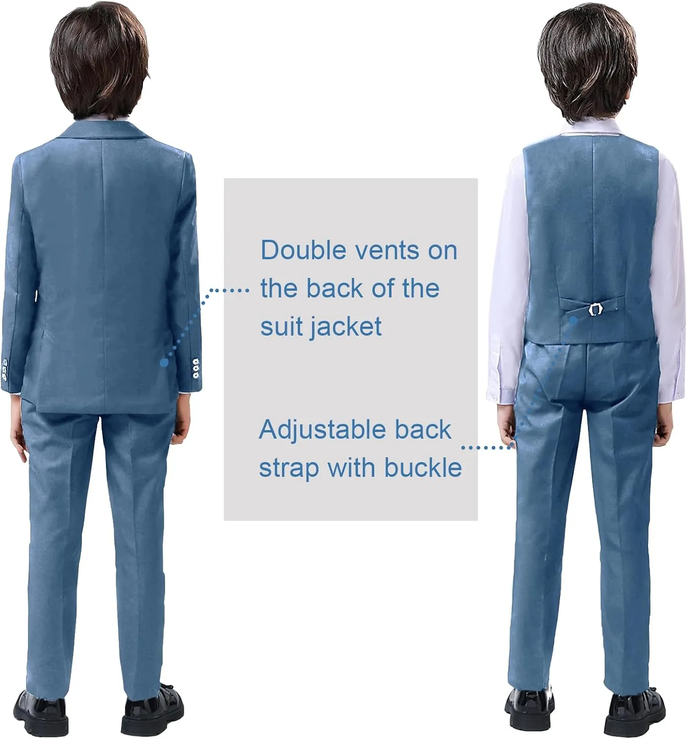 Boy Suits 5 Pieces Formal Suit Set with Adjustable Waist Kids Dress Suit for Wedding Prom