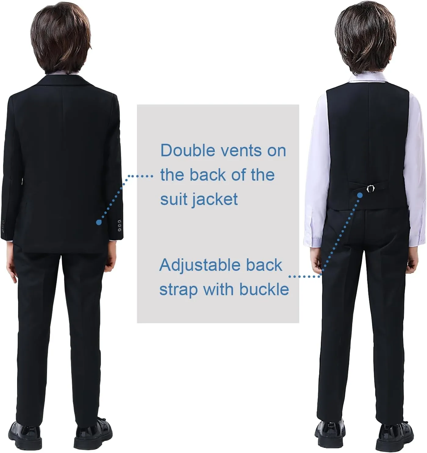 Boy Suits 5 Pieces Formal Suit Set with Adjustable Waist Kids Dress Suit for Wedding Prom