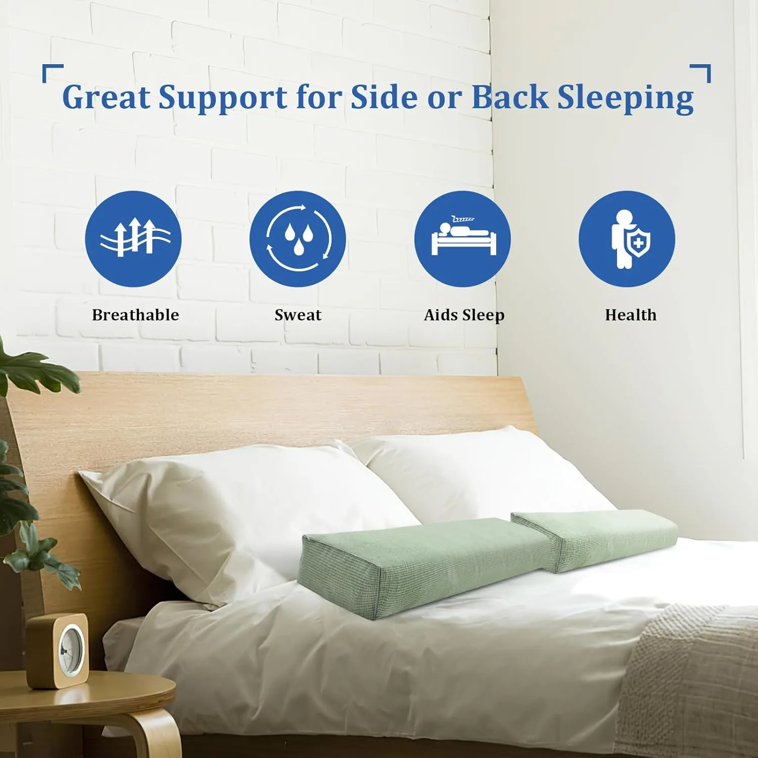 Buckwheat Pillow & Cervical Pillows for Sleeping（21x8x3inch） 100% Organic Coarse Cloth Package w Organic Buckwheat Hulls， Natural Cooling Technology and Relieve Cervical Pain. (C-Green)