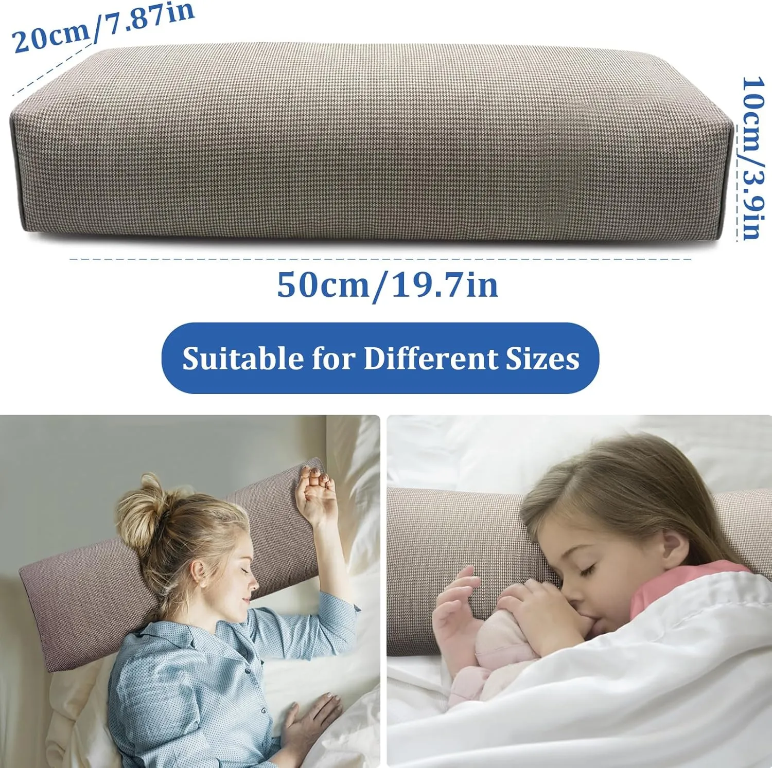 Buckwheat Pillow & Cervical Pillows for Sleeping（21x8x3inch） 100% Organic Coarse Cloth Package w Organic Buckwheat Hulls， Natural Cooling Technology and Relieve Cervical Pain. (Coffee)