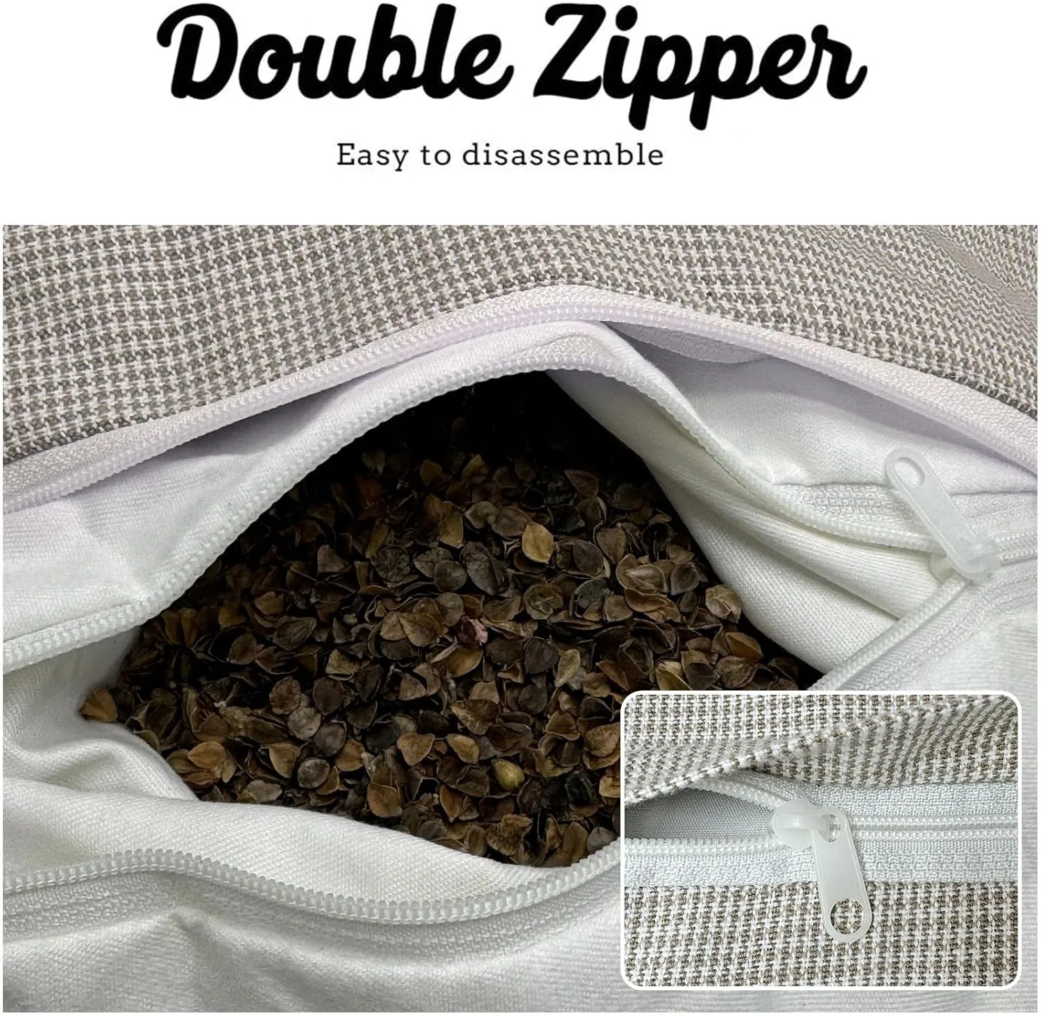 Buckwheat Pillow & Cervical Pillows for Sleeping（21x8x3inch） 100% Organic Coarse Cloth Package w Organic Buckwheat Hulls， Natural Cooling Technology and Relieve Cervical Pain. (Coffee)