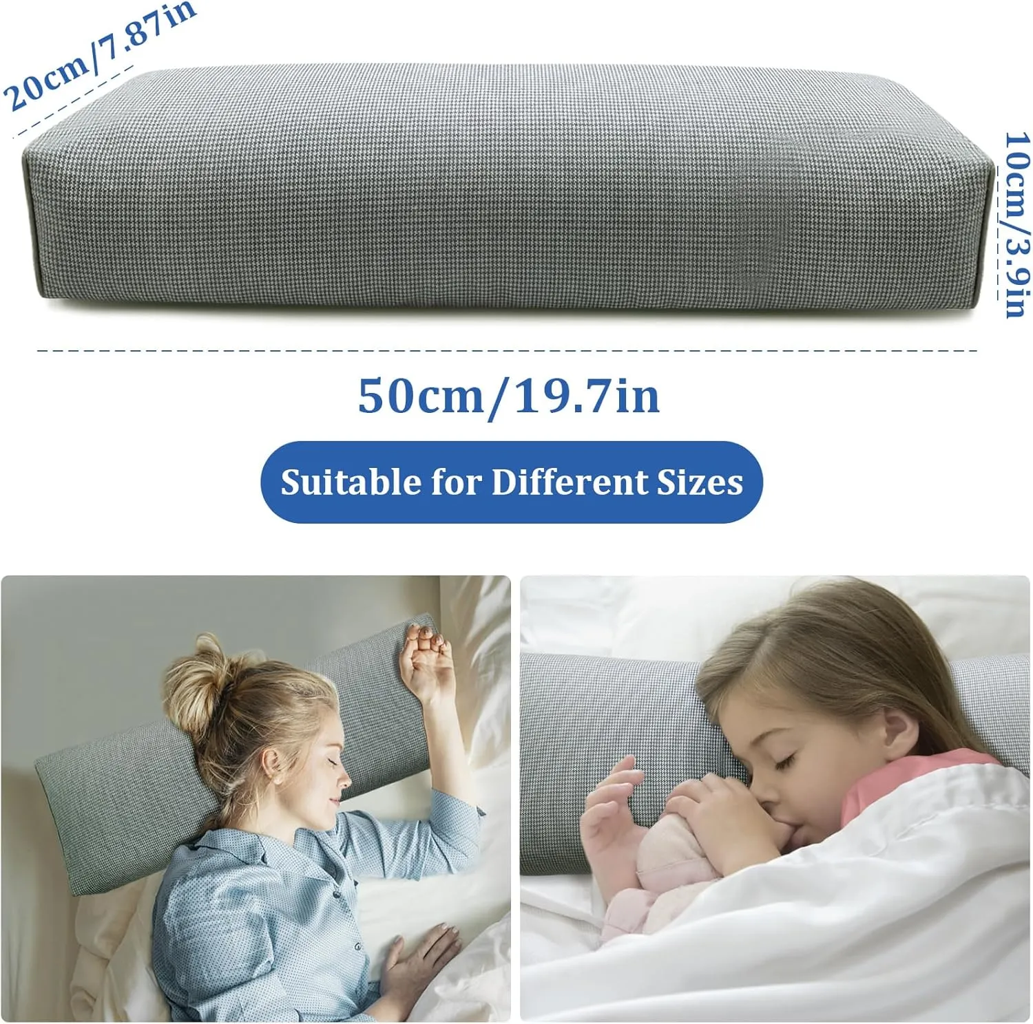Buckwheat Pillow & Cervical Pillows for Sleeping（21x8x3inch） 100% Organic Coarse Cloth Package w Organic Buckwheat Hulls， Natural Cooling Technology and Relieve Cervical Pain. (Gray)