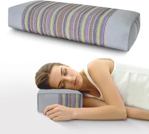 Buckwheat Pillow & Cervical Pillows for Sleeping（21x8x3inch） 100% Organic Coarse Cloth Package w Organic Buckwheat Hulls， Natural Cooling Technology and Relieve Cervical Pain. (Grey)