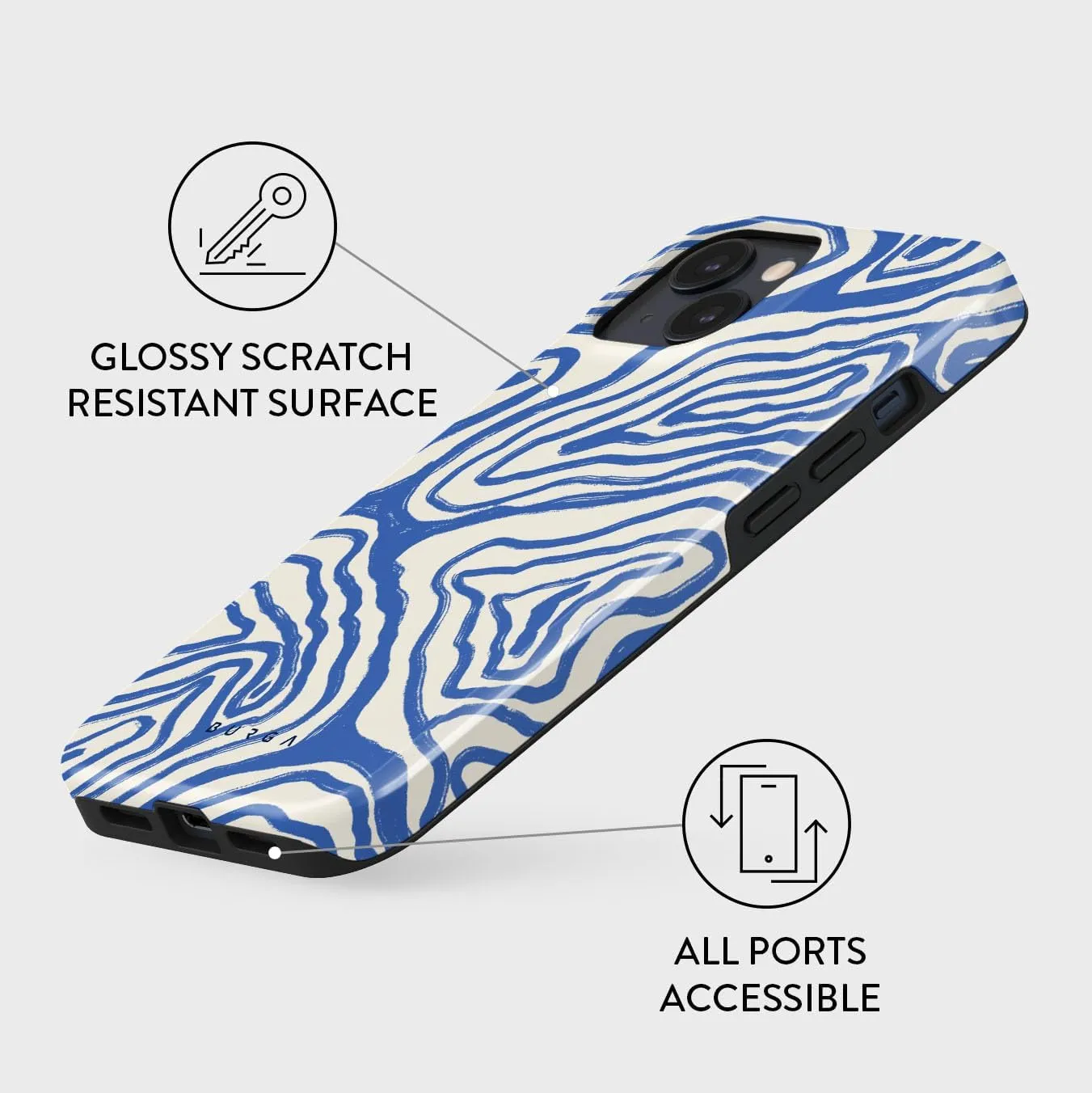 BURGA Phone Case for iPhone 13 - Cute, Trendy, Aesthetic, Pattern Phone Cover, Hard Shell Protection - fits Apple iPhone 13 Case for Women and Men, Blue Ocean Waves
