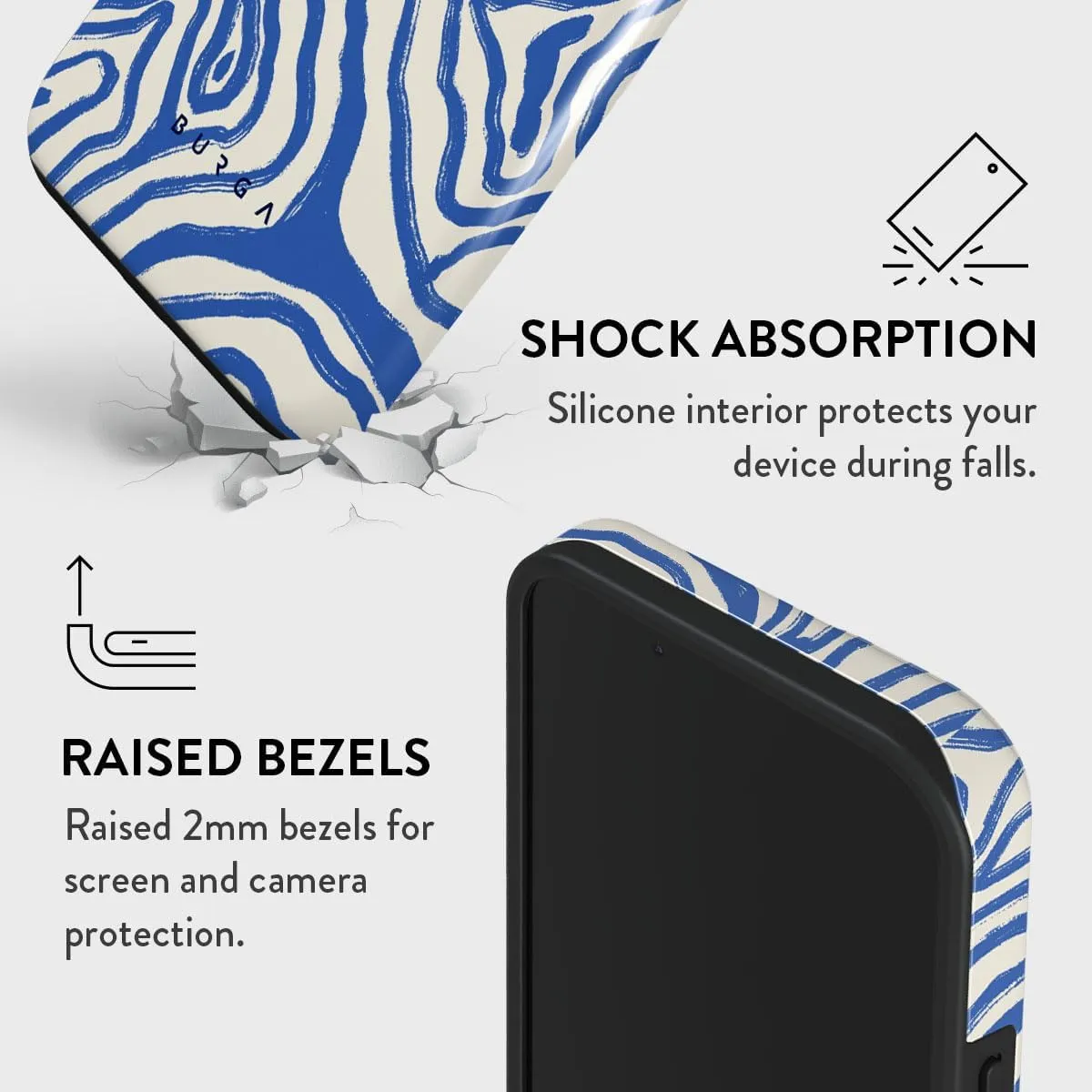 BURGA Phone Case for iPhone 13 - Cute, Trendy, Aesthetic, Pattern Phone Cover, Hard Shell Protection - fits Apple iPhone 13 Case for Women and Men, Blue Ocean Waves