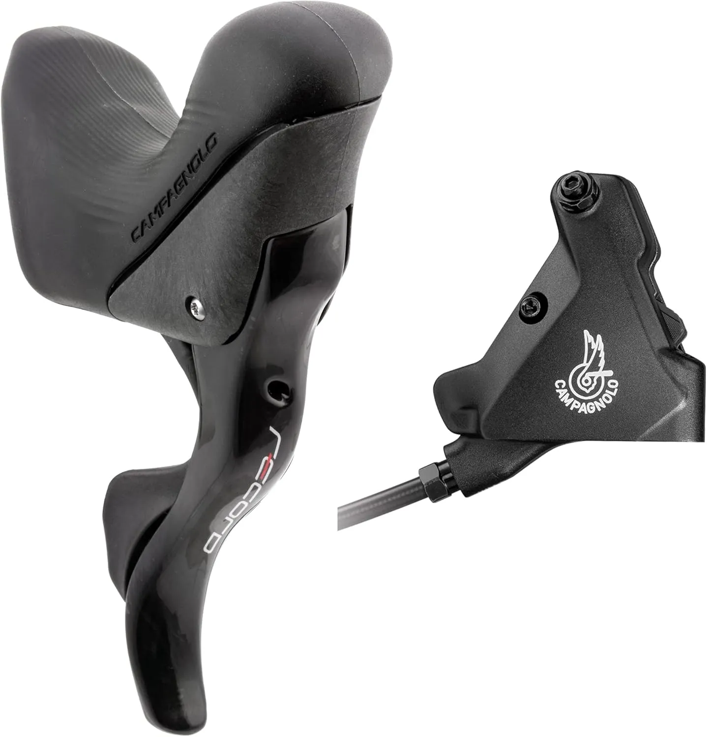 Campagnolo Record Ergopower Hydraulic Brake/Shift Lever and Disc Caliper - Right/Rear, 12-Speed, 160mm Flat Mount Caliper, Black