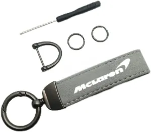 Car Key Chain for Mclaren, Premium Car Keychain Key Fob with Anti-Lost Car Accessory Key Ring Unisex Accessories,Grey