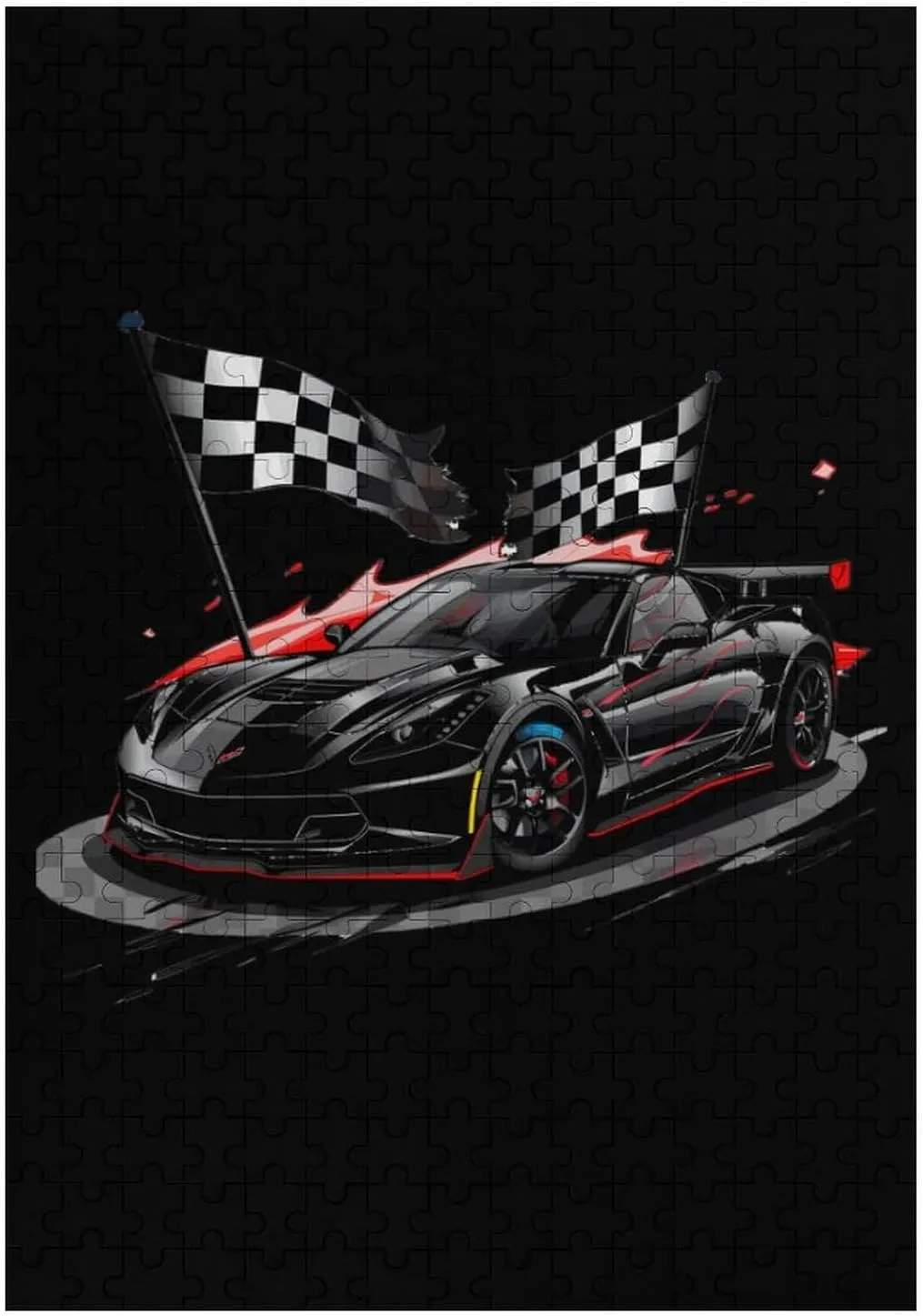 Car Racing Automobile Sport Racer Checkered Flag Jigsaw Puzzle for Adults 300 PCS Unique Artwork Puzzle Brain Exercise for Puzzle Lovers