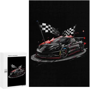 Car Racing Automobile Sport Racer Checkered Flag Jigsaw Puzzle for Adults 300 PCS Unique Artwork Puzzle Brain Exercise for Puzzle Lovers