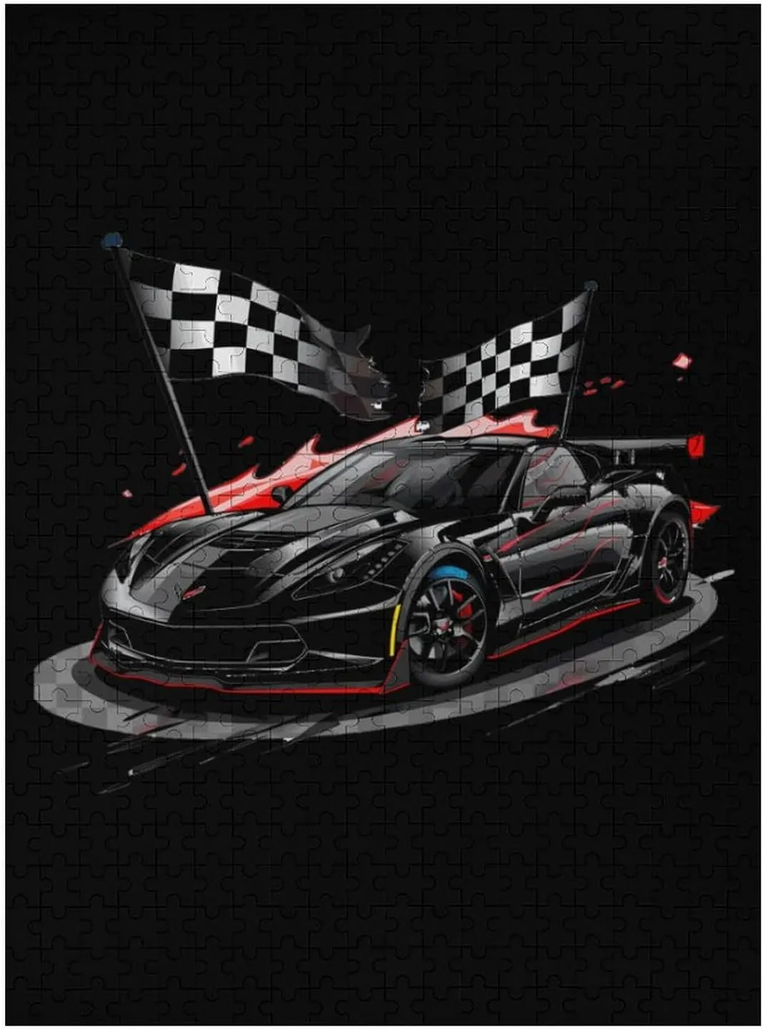 Car Racing Automobile Sport Racer Checkered Flag Jigsaw Puzzle for Adults 500 PCS Unique Artwork Puzzle Brain Exercise for Puzzle Lovers