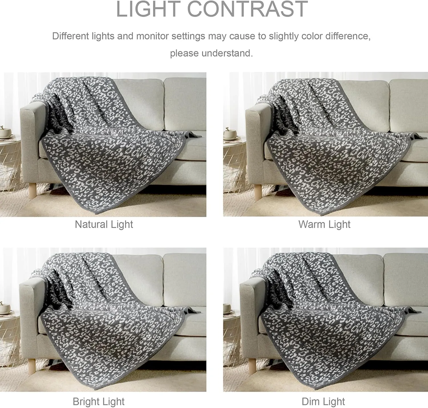 Carriediosa Leopard Throw Blanket 50" X 60", 400GSM Ultra Soft Microfiber Fuzzy Fluffy Reversible Cheetah Knitted Blankets Cozy Plush Lightweight and Warm Fall Throws for Couch, Bed, Sofa, Grey