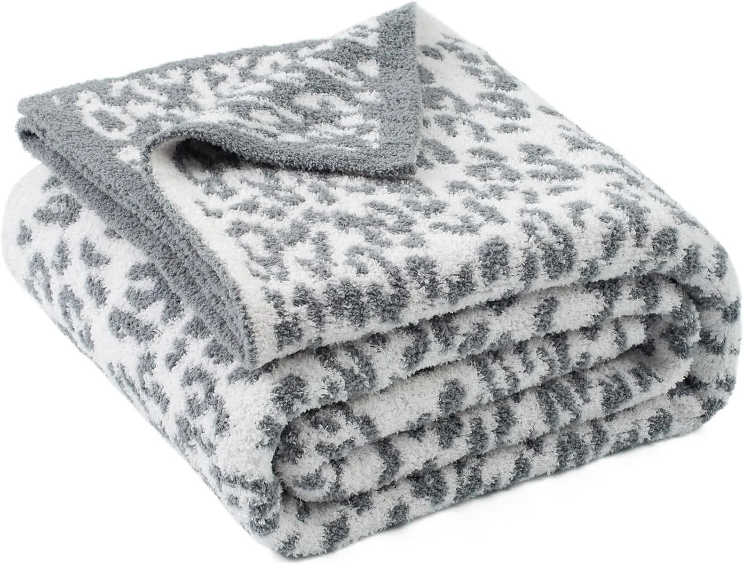 Carriediosa Leopard Throw Blanket 50" X 60", 400GSM Ultra Soft Microfiber Fuzzy Fluffy Reversible Cheetah Knitted Blankets Cozy Plush Lightweight and Warm Fall Throws for Couch, Bed, Sofa, Grey