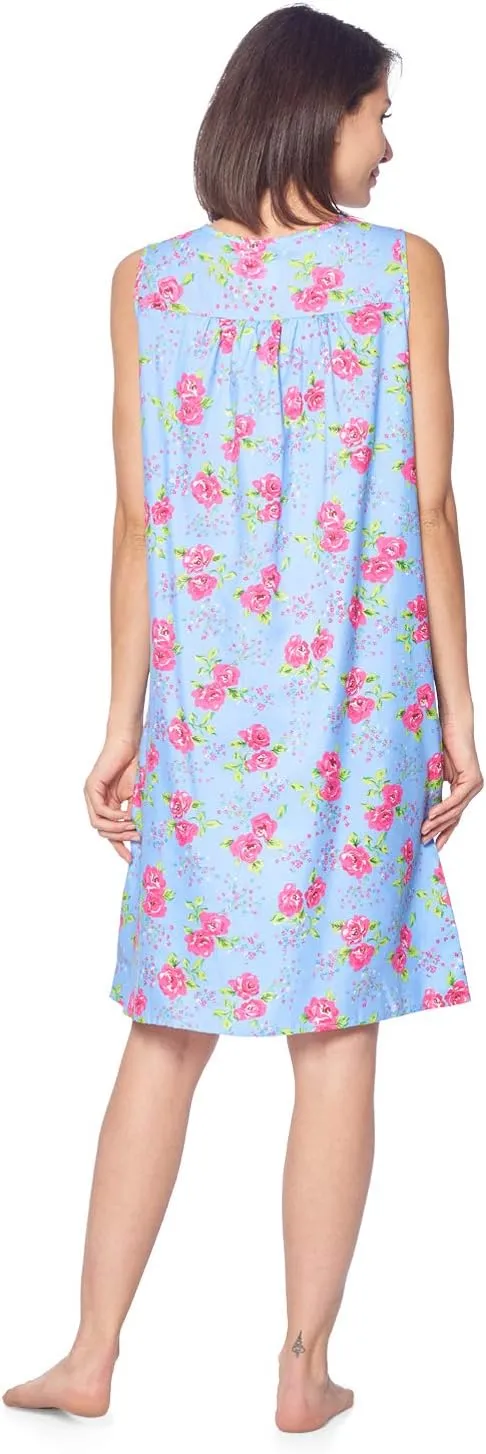 Casual Nights Women's Zip Up House Dress Sleeveless Duster Robe Housecoat Sleep Lounger