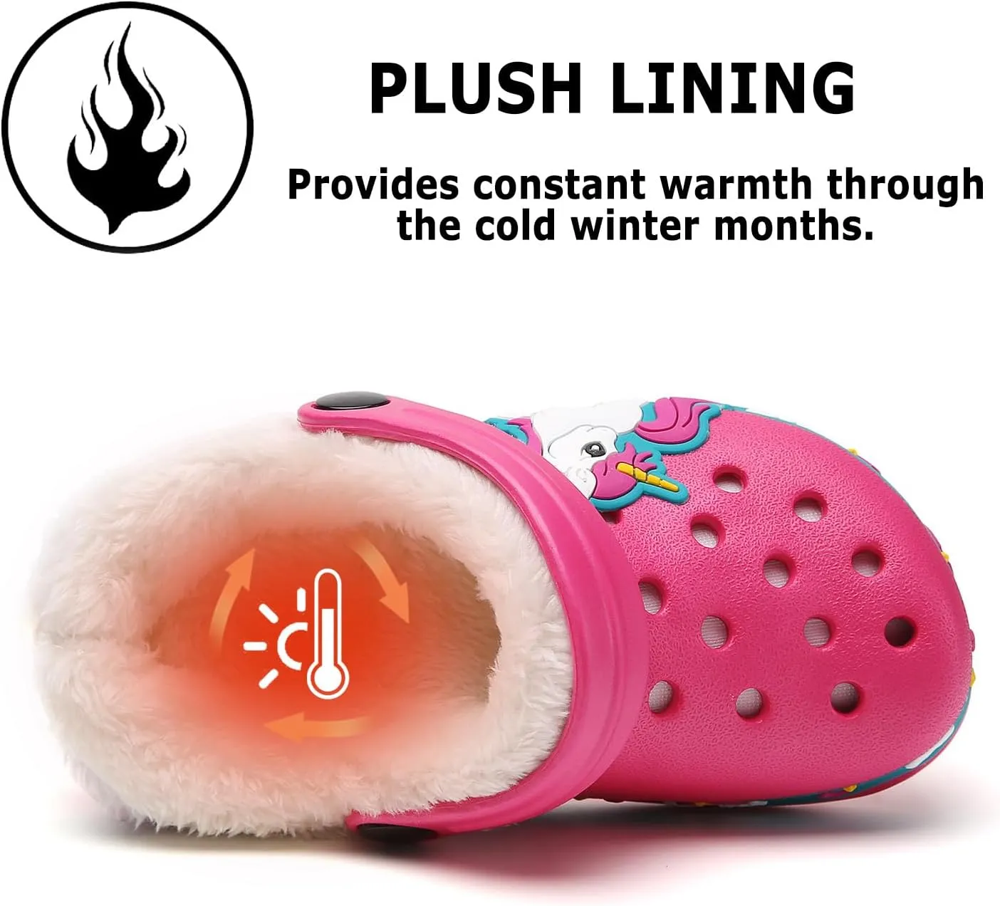 CERYTHRINA Toddler Lined Clog Garden Little Kids Faux Fur Garden Slippers Boys Girls Winter Warm Slip On House Shoes Cartoon Slides Sneakers