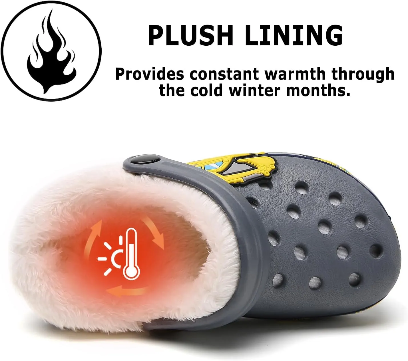 CERYTHRINA Toddler Lined Clog Garden Little Kids Faux Fur Garden Slippers Boys Girls Winter Warm Slip On House Shoes Cartoon Slides Sneakers