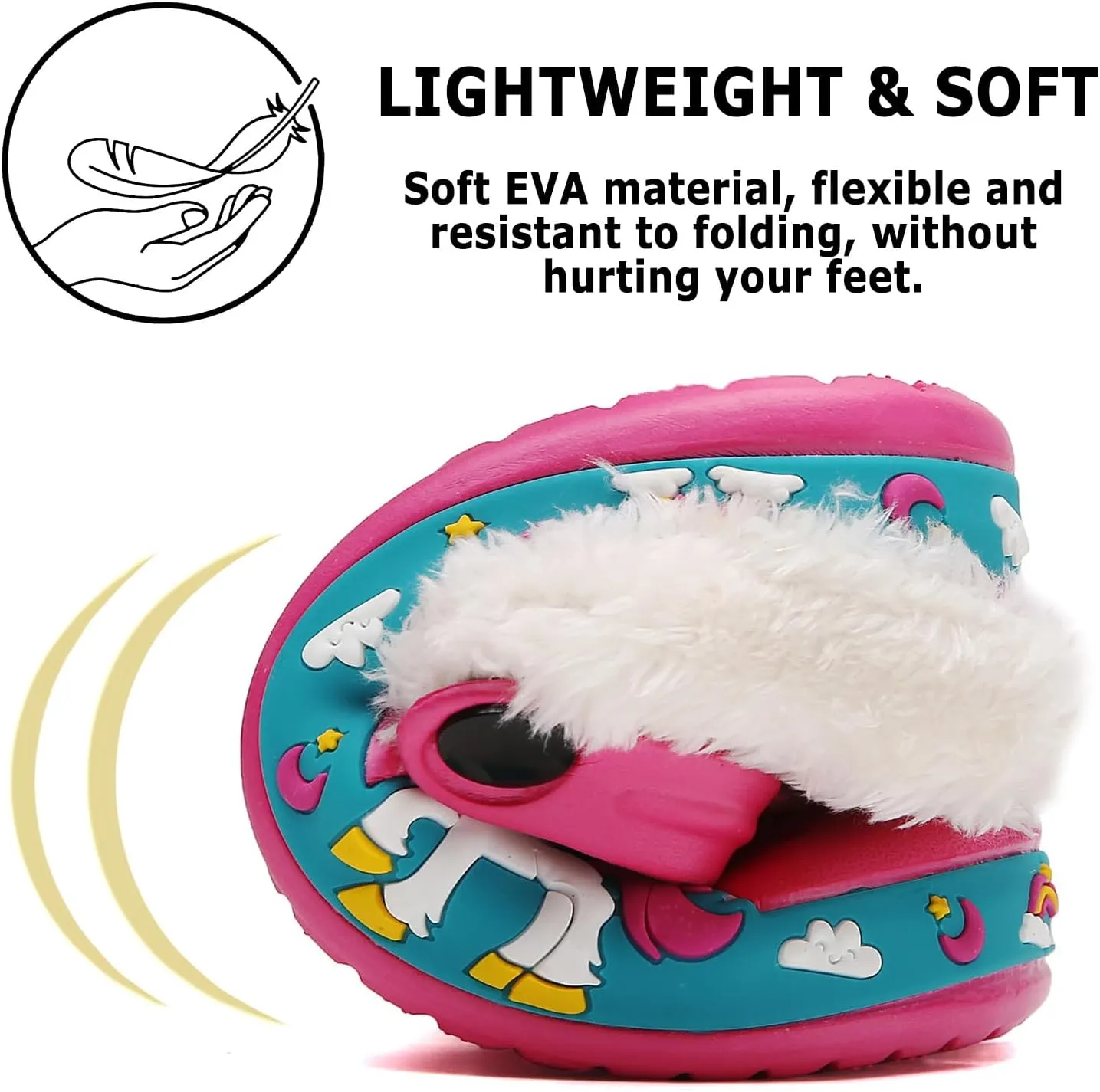 CERYTHRINA Toddler Lined Clog Garden Little Kids Faux Fur Garden Slippers Boys Girls Winter Warm Slip On House Shoes Cartoon Slides Sneakers