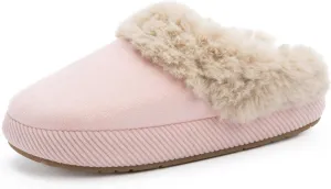 Chantomoo Slippers for Women Memory Foam House Shoes Faux Suede Upper Rubber Sole Faux Fur Lining Warm Comfy Indoor Fuzzy