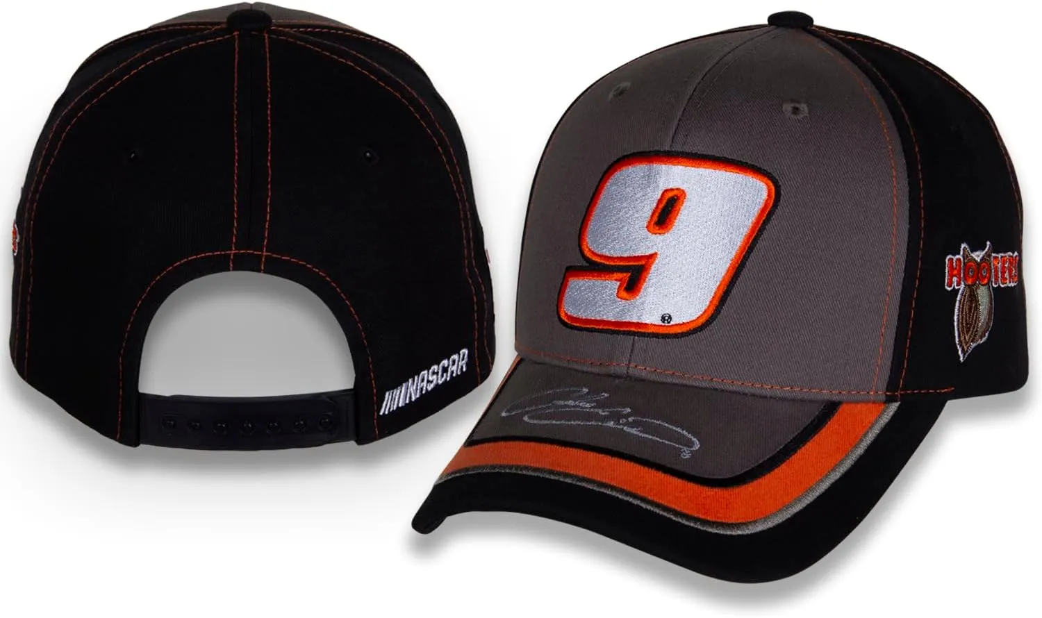 Chase Elliott #9 NASCAR 2024 Hooters Element Snapback Black Gray Racing Snapback Hat