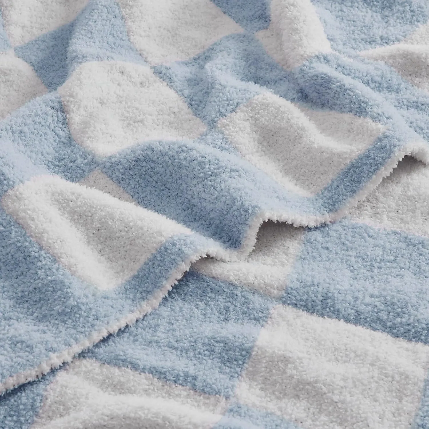 Checkered Throw Blanket Soft & Cozy Blanket for Bed, Couch, and Sofa Lightweight Stylish Versatile Blanket Home Decor for All Seasons Throws Blanket Dusty Blue 60x80 Inches
