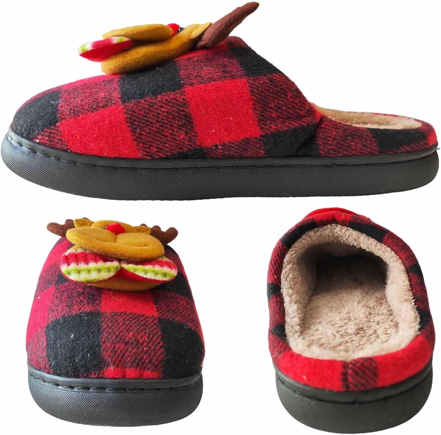 Christmas Slippers For Women Men Checkered Slippers Men's Cozy House Slippers With a Classic Plaid Pattern In Red And Black For Christmas Indoor Outdoor