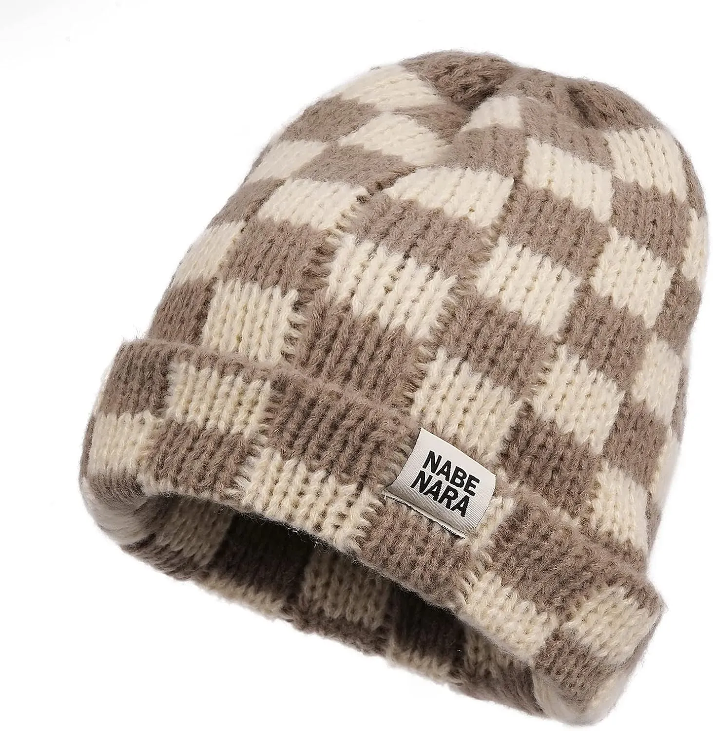 Clakllie Checkered Beanie for Women Men Slouchy Beanies Warm Knitted Hats Winter Skiing Hats Daily Cuffed Watch Skullcap