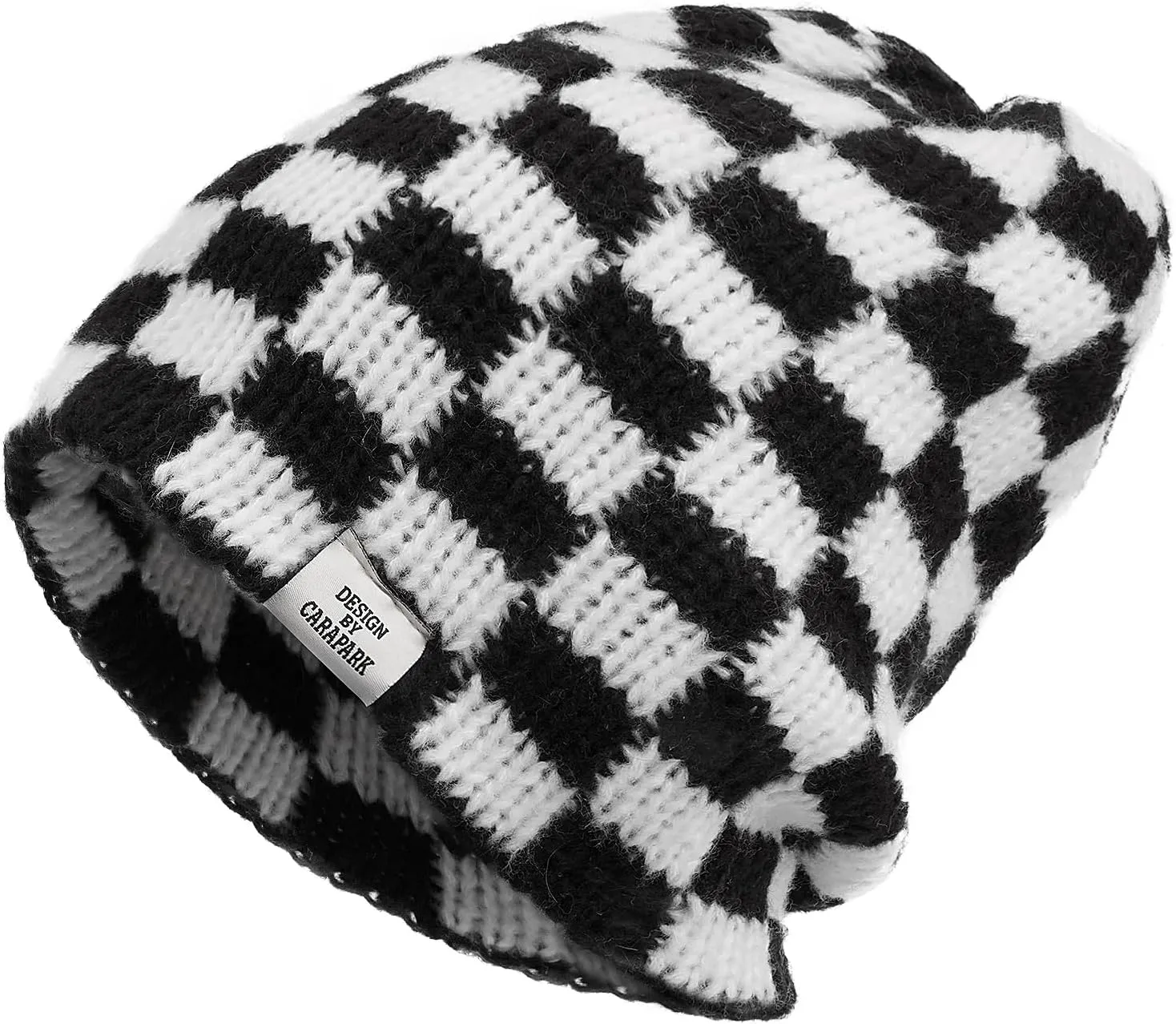 Clakllie Checkered Beanie for Women Men Slouchy Beanies Warm Knitted Hats Winter Skiing Hats Daily Cuffed Watch Skullcap
