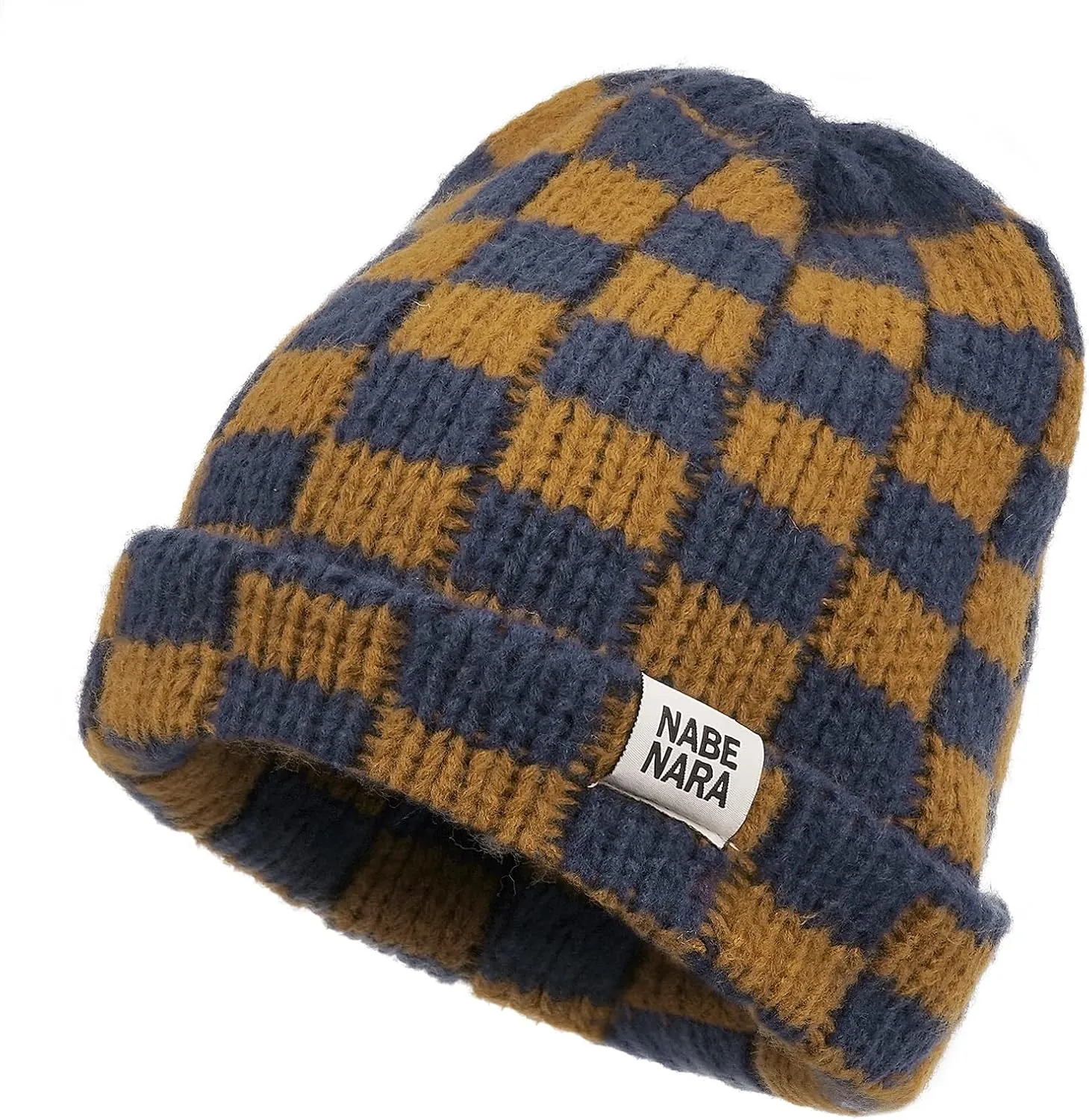 Clakllie Checkered Beanie for Women Men Slouchy Beanies Warm Knitted Hats Winter Skiing Hats Daily Cuffed Watch Skullcap